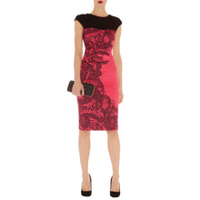 Load image into Gallery viewer, Cap Sleeve Round Neck Knee Length Floral Pencil Dress
