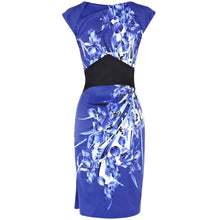 Load image into Gallery viewer, Cap Sleeve Round Neck Knee Length Floral Pencil Dress
