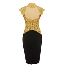 Load image into Gallery viewer, Floral Lace Top Bodycon Knee Length Pencil Dress
