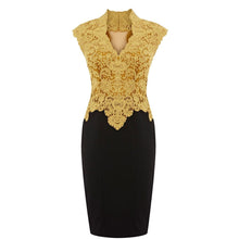 Load image into Gallery viewer, Floral Lace Top Bodycon Knee Length Pencil Dress
