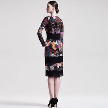 Muatkan imej ke dalam penonton Galeri, Long Sleeve Knee Length Floral Pencil Dress with Lace Appliques
