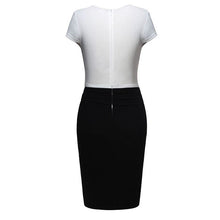 Muatkan imej ke dalam penonton Galeri, Cap Sleeve Knee Length Pencil Dress with Lace Appliques Waist
