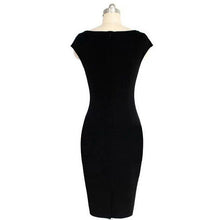 Muatkan imej ke dalam penonton Galeri, Cap Sleeve Stripes Pattern Knee Length Pencil Dress
