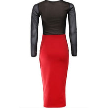 Load image into Gallery viewer, Illusion Sleeve Skull Pattern Knee Length Slim Stretchy Pencil Dress
