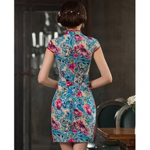 Load image into Gallery viewer, Floral Cotton Knee Length Cheongsam Day Dress
