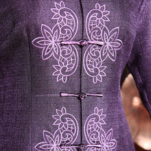 Muatkan imej ke dalam penonton Galeri, Floral Embroidery V Neck Chinese Jacket Mother&#39;s Coat
