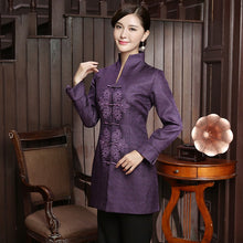 Load image into Gallery viewer, Floral Embroidery V Neck Chinese Jacket Mother&#39;s Coat
