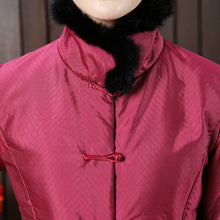 Muatkan imej ke dalam penonton Galeri, Stand Collar Chinese Style Wadded Coat with Strap Buttons
