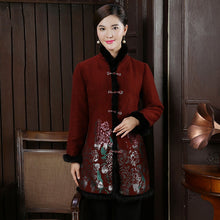 Load image into Gallery viewer, Fur Collar &amp; Cuff Cashmere Wool Chinese Coat with Strap Buttons
