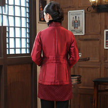 Load image into Gallery viewer, Floral Embroidery Fur Collar Taffeta Chinese Wadded Coat
