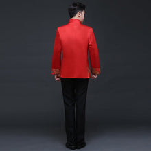 Muatkan imej ke dalam penonton Galeri, Dragon Pattern Satin Chinese Groom Suit with Strap Buttons
