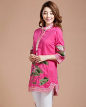 Muatkan imej ke dalam penonton Galeri, Lotus Embroidery Signature Cotton Chinese Style Blouse
