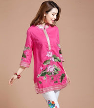 Muatkan imej ke dalam penonton Galeri, Lotus Embroidery Signature Cotton Chinese Style Blouse
