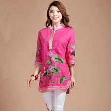 Load image into Gallery viewer, Lotus Embroidery Signature Cotton Chinese Style Blouse
