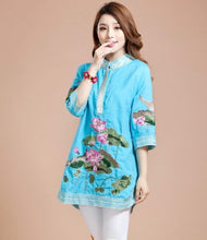 Muatkan imej ke dalam penonton Galeri, Lotus Embroidery Signature Cotton Chinese Style Blouse
