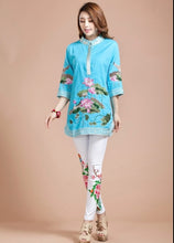 Load image into Gallery viewer, Lotus Embroidery Signature Cotton Chinese Style Blouse
