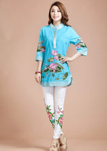 Load image into Gallery viewer, Lotus Embroidery Signature Cotton Chinese Style Blouse
