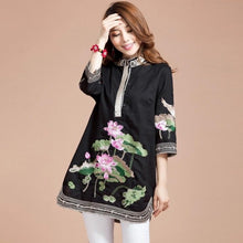 Load image into Gallery viewer, Lotus Embroidery Signature Cotton Chinese Style Blouse
