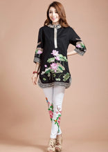 Load image into Gallery viewer, Lotus Embroidery Signature Cotton Chinese Style Blouse
