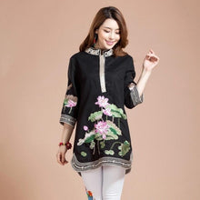 Muatkan imej ke dalam penonton Galeri, Lotus Embroidery Signature Cotton Chinese Style Blouse
