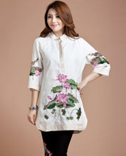 Load image into Gallery viewer, Lotus Embroidery Signature Cotton Chinese Style Blouse
