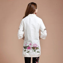 Muatkan imej ke dalam penonton Galeri, Lotus Embroidery Signature Cotton Chinese Style Blouse
