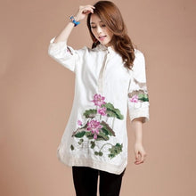 Load image into Gallery viewer, Lotus Embroidery Signature Cotton Chinese Style Blouse
