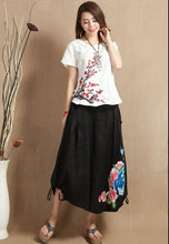 Load image into Gallery viewer, Wintersweet Embroidery Cap Sleeve Signature Cotton Chinese Style Blouse
