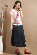 Load image into Gallery viewer, Wintersweet Embroidery Cap Sleeve Signature Cotton Chinese Style Blouse
