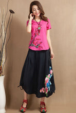 Muatkan imej ke dalam penonton Galeri, Wintersweet Embroidery Cap Sleeve Signature Cotton Chinese Style Blouse
