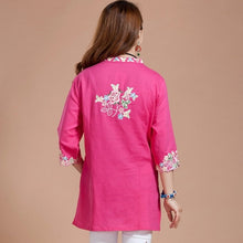 Load image into Gallery viewer, Floral Embroidery V Neck Mandarin Sleeve Traditional Chinese Blouse
