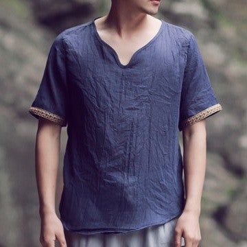 V Neck Signature Cotton Zen Garment Chinese Shirt