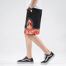 Muatkan imej ke dalam penonton Galeri, Sea Wave Pattern Linen Beach Pants Loose Pants Chinese Style Shorts
