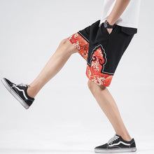 Load image into Gallery viewer, Sea Wave Pattern Linen Beach Pants Loose Pants Chinese Style Shorts
