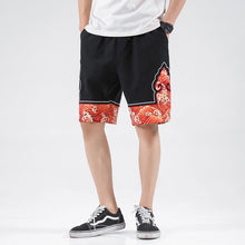 Load image into Gallery viewer, Sea Wave Pattern Linen Beach Pants Loose Pants Chinese Style Shorts
