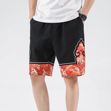 Muatkan imej ke dalam penonton Galeri, Sea Wave Pattern Linen Beach Pants Loose Pants Chinese Style Shorts
