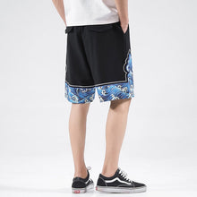 Muatkan imej ke dalam penonton Galeri, Sea Wave Pattern Linen Beach Pants Loose Pants Chinese Style Shorts
