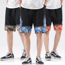 Load image into Gallery viewer, Sea Wave Pattern Linen Beach Pants Loose Pants Chinese Style Shorts
