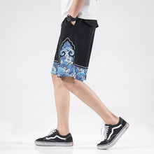 Load image into Gallery viewer, Sea Wave Pattern Linen Beach Pants Loose Pants Chinese Style Shorts
