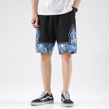 Load image into Gallery viewer, Sea Wave Pattern Linen Beach Pants Loose Pants Chinese Style Shorts
