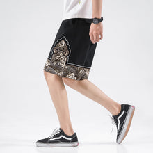 Load image into Gallery viewer, Sea Wave Pattern Linen Beach Pants Loose Pants Chinese Style Shorts
