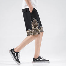 Load image into Gallery viewer, Sea Wave Pattern Linen Beach Pants Loose Pants Chinese Style Shorts
