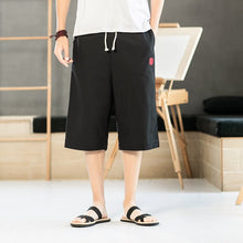 Muatkan imej ke dalam penonton Galeri, Auspicious Embroidery Linen Beach Pants Loose Pants Chinese Style Shorts
