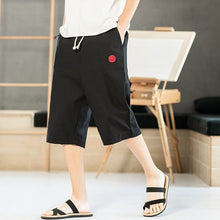 Muatkan imej ke dalam penonton Galeri, Auspicious Embroidery Linen Beach Pants Loose Pants Chinese Style Shorts
