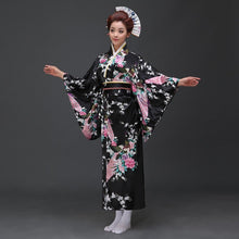 Load image into Gallery viewer, Peacock Print Silk Blend Traditional Japanese Kimono
