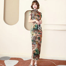 Load image into Gallery viewer, Traditional Cheongsam Full Length Floral Silk Chinese Dress
