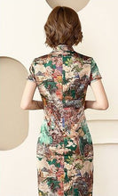 Load image into Gallery viewer, Traditional Cheongsam Full Length Floral Silk Chinese Dress
