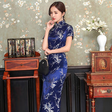 Load image into Gallery viewer, Floral Brocade Open Front Classic Cheongsam Chinese Dress
