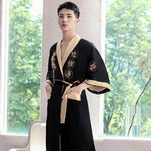 Load image into Gallery viewer, Dragon Embroidery Silk Blend Reversible Loungewear Sleepwear Bathrobe
