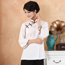 Load image into Gallery viewer, Mandarin Sleeve 100% Cotton Cheongsam Top Chinese Shirt
